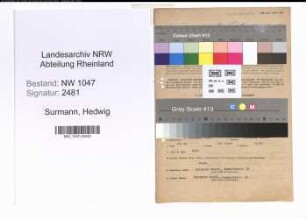 Entnazifizierung Hedwig Surmann , geb. 03.11.1904 (Lehrerin)