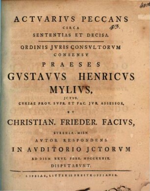 Actvarius Peccans Circa Sententias Et Decisa