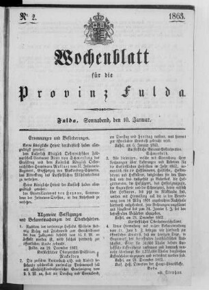 Nr. 2, Ausgabe vom 10. Januar 1863