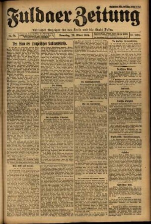 Erste Ausgabe vom Samstag, den 29. März 1924.