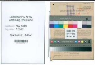 Entnazifizierung Arthur Stachelroth , geb. 13.02.1885 (Postbeamter)