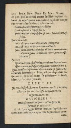 Articulus I. De consequentia in genere, [et] in specie de formali [et] materiali.