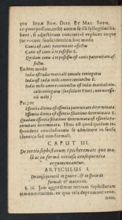 Articulus I. De consequentia in genere, [et] in specie de formali [et] materiali.