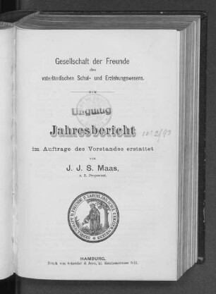 1892/93(1893): Jahresbericht // Gesellschaft der Freunde des Vaterländischen Schul- und Erziehungswesens