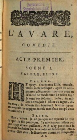 L' avare : Comedie