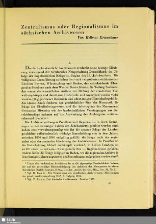 Zentralismus oder Regionalismus im sächsischen Archivwesen