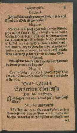 Das VII. Capitel. Vom ersten Theil Asia.