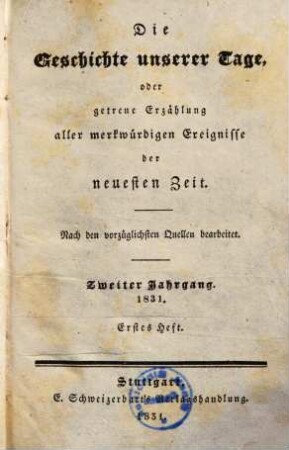 Die Geschichte unserer Tage. 4, Das Jahr 1831. Bd. 1.