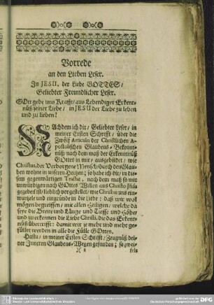 Vorrede an den Lieben Leser