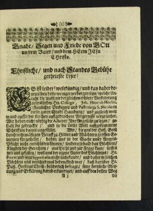 Gnade, Segen und Friede von Gott unserem Vater und dem Herrn Jesu Christo