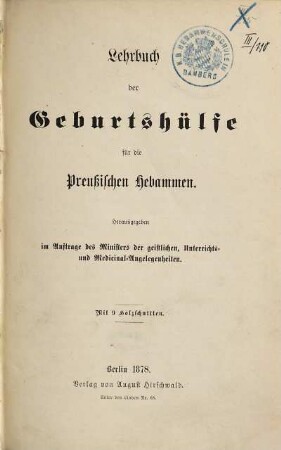Lehrbuch der Geburtshülfe für die preußischen Hebammen
