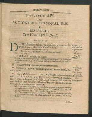 Disputatio XIV. De Actionibus Personalibus Ex Maleficiis