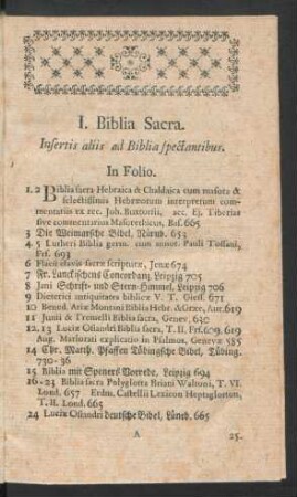 I. Biblia Sacra