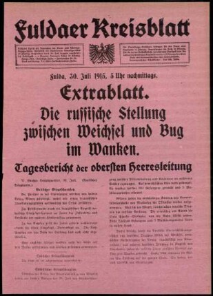 Ausgabe vom Freitag, den 30. Juli 1915.