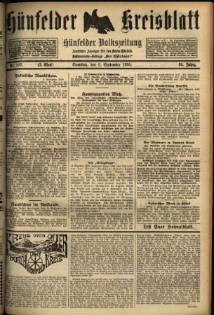 Zweite Ausgabe vom Samstag, den 06. September 1930.