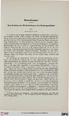 Zum Problem der Wiederholung in der Geistesgeschichte