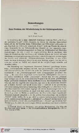 Zum Problem der Wiederholung in der Geistesgeschichte