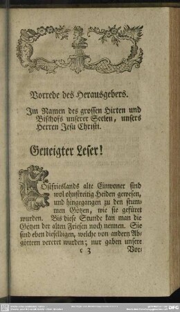 Vorrede des Herausgebers