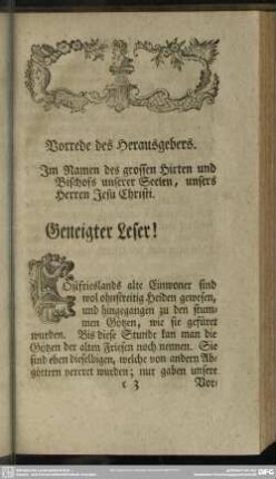 Vorrede des Herausgebers