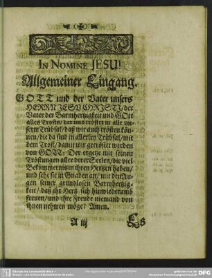 Leichenpredigt : Christi Jesu tapfferer, gestrenger Knecht, Allgemeiner Eingang, [Text], Sonderbarer Eingang, Abhandlung
