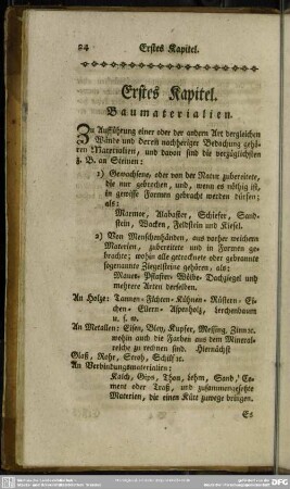 Erstes Kapitel. Baumaterialien