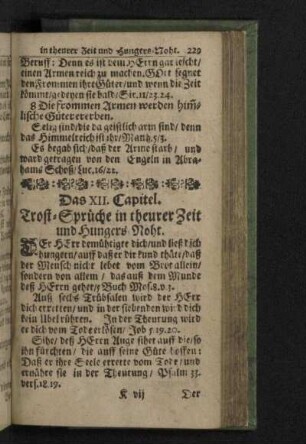 Das XII. Capitel. Trost-Sprüche in theurer Zeit und Hungers Noht.