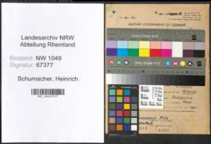 Entnazifizierung Heinrich Schumacher , geb. 09.08.1907 (Arbeiter)