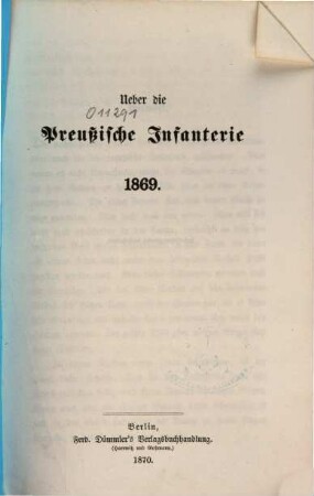 Über die Preußische Infanterie 1869