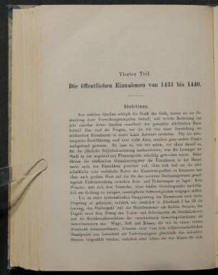Vierter Teil. Die öffentlichen Einnahmen von 1431 bis 1440.