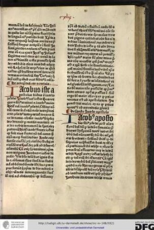 De interpretatione nominis. Iacobus iste apostolus dictus est Iacobus Zebedei, Jacobus frater Iohannis, Boanerges...
