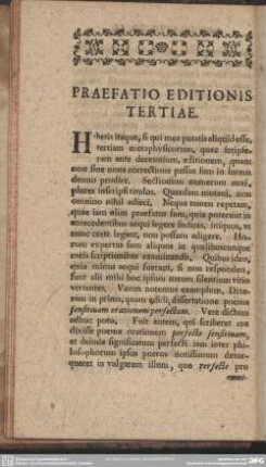 Praefatio Editionis Tertiae