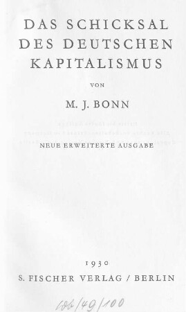 Das Schicksal des deutschen Kapitalismus