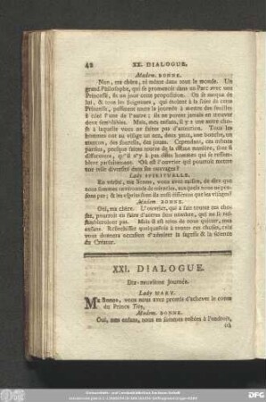XXI. Dialogue. Dix-neuvième Journée.