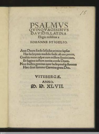 Psalmvs Qvinqvagesimvs Davidis ...