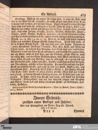 Zweyte Gespräch, am Feyer-Tag St. Thomä.