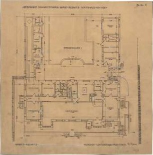 Fischer, Theodor; Marktredwitz; Baugenossenschaft Vereinigte Chamottfabrik, Wirtshaus - Grundriss EG