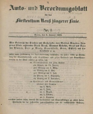 6. Januar-28. December = No. 1-52