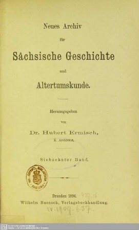 17.1896: Neues Archiv für sächsische Geschichte
