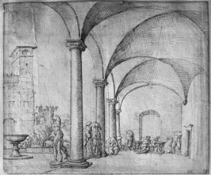 Die römischen Skizzenbücher von Marten van Heemskerck (Erster Band) — Gartenhalle im Palazzo Madama, Folio 5recto