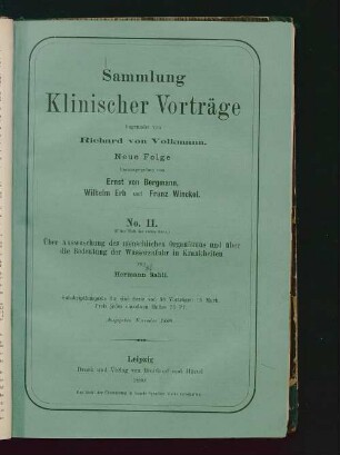 Über Auswaschung des menschlichen Organismus und über die Bedeutung der Wasserzufuhr in Krankheiten