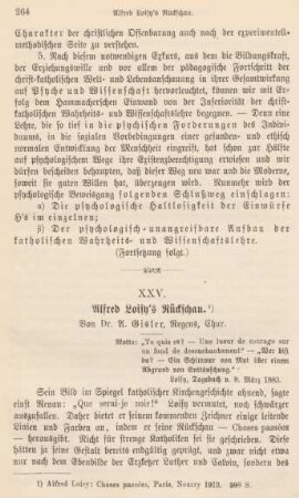 264-281 Alfred Loisy's Rückschau