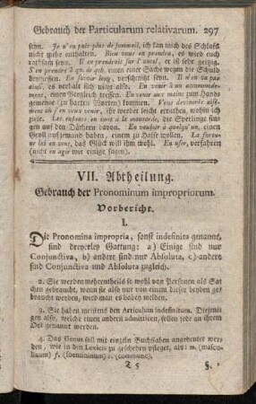 VII. Abtheilung. Gebrauch der Pronominum impropriorum.