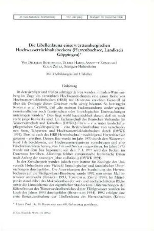 Die Libellenfauna eines württembergischen Hochwasserrückhaltebeckens (Herrenbachsee, Landkreis Göppingen)