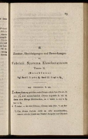 II. Zusätze, Berichtigungen und Bemerkungen zu Fabricii Systema Eleutheratorum Tomus II.