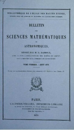 Tome Premier. - Aout 1870.