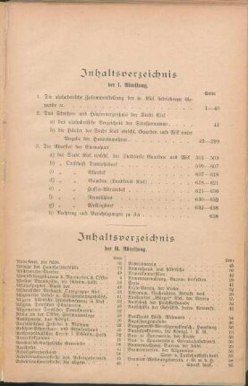 Inhaltsverzeichnis der I. Abteilung.