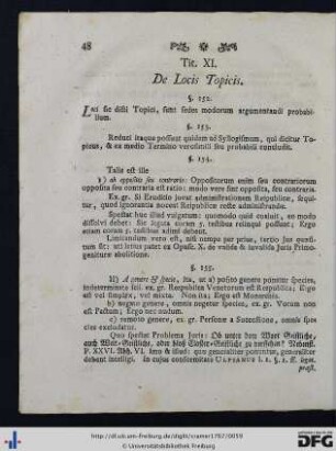 Tit. XI. De Locis Topicis.
