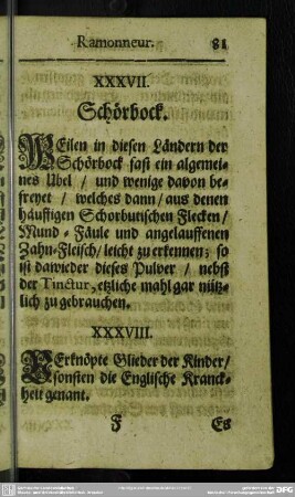XXXVIII. Verknöpte Glieder der Kinder, sonsten die Englische Kranckheit genant