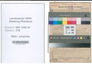 Entnazifizierung Johannes Mohr , geb. 04.09.1903 (Fusspfleger)