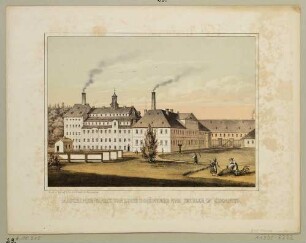 Die Maschinenfabrik (v. a. für Webstühle) von Louis Schönherr und Seidler in Chemnitz, aus dem "Album der sächsischen Industrie …